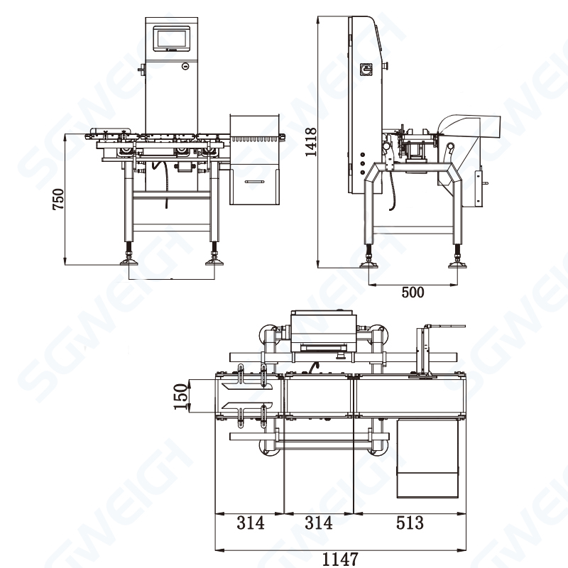 Single Product Online Weighing Check Weigher Food Industry Weight Inspection Machine