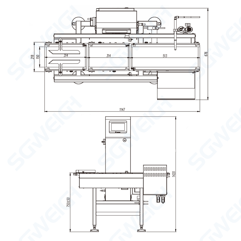 Dynamic In-Line Industrial Check Weighing Machine With Pneumatic Pushing Arm