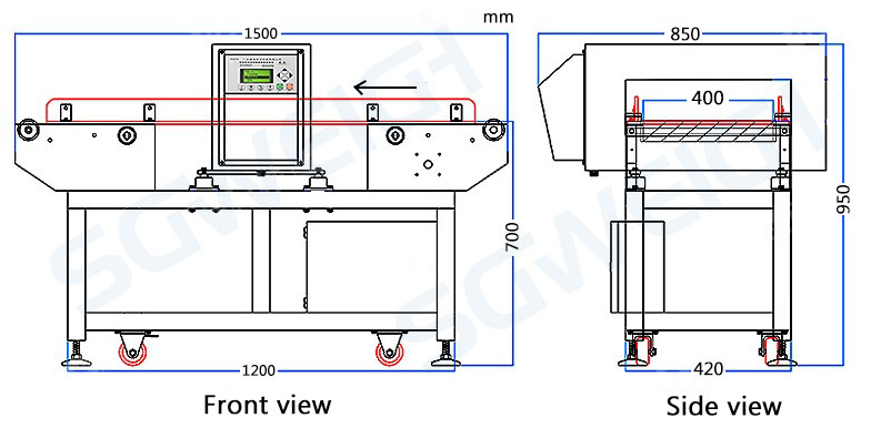 Industrial Conveyor Rejection Function Food Packaging Automatic Metal Detector